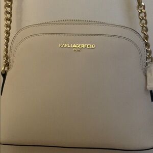 Karl Lagerfeld Cream Crossbody Bag with Gold Chain